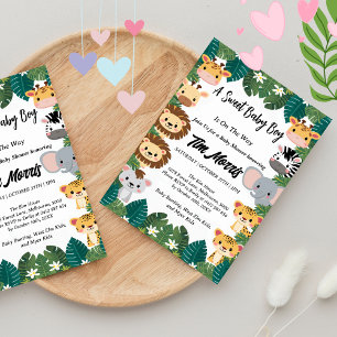 Wild Jungle Safari Baby Boy Dusche Einladung