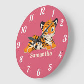 Wild Jungle Safari Tiere Baby Große Uhr (Winkel)