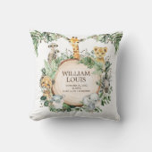 Wild-Jungle-Safari-Tiere Birth Stats Boy-Kinderzim Kissen (Vorderseite)