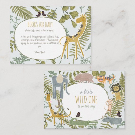 Wild Jungle Safari Tiere Botanische Babydusche Begleitkarte (Vorne/Hinten)