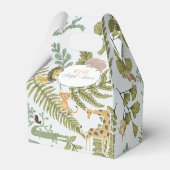 Wild Jungle Safari Tiere Botanische Babydusche Geschenkschachtel (Rückseite)