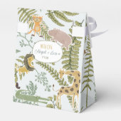 Wild Jungle Safari Tiere Botanische Babydusche Geschenkschachtel (Rückseite)