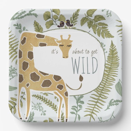 Wild Jungle Safari Tiere Botanische Babydusche Pappteller (Vorderseite)