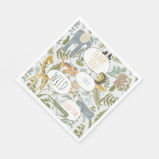 Wild Jungle Safari Tiere Botanische Babydusche Serviette (Ecke)