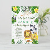 Wild Jungle Thema Geburtstagsparty Einladung (Stehend Vorderseite)