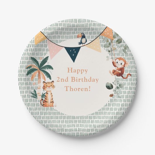 Wild Jungle Theme Birthday Party Pappteller (Vorderseite)