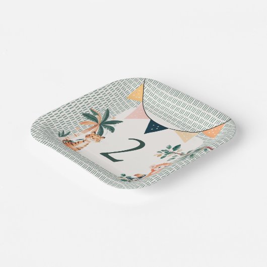 Wild Jungle Theme Birthday Party Pappteller (Gewinkelt)