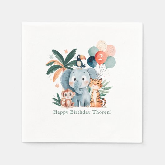 Wild Jungle Theme Birthday Party Serviette (Vorderseite)