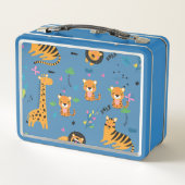 Wild Jungle Tigers Giraffes & Lions pattern  Metall Brotdose (Rückseite)