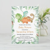 Wild Jurassic Es ist ein Junge! Dinosaur Baby Dusc Einladung (Stehend Vorderseite)