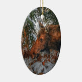 Wild kanadische Elsenweide im Winterwald Keramikornament (Rechts)
