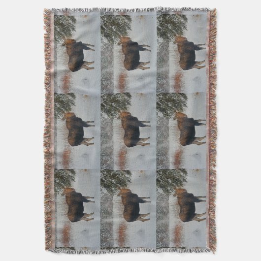 Wild kanadischer Elch im Winterschnee IV Decke (Vorderseite Vertikal)