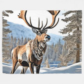 Wild kanadisches Reindeer-Design Fleecedecke (Vorderseite (Horizontal))