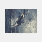Wild Killer Whale Jumping Fleecedecke (Vorderseite (Horizontal))