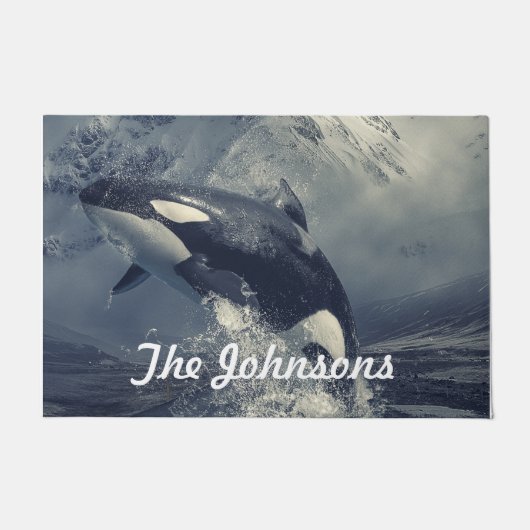 Wild Killer Whale Jumping Fußmatte (Vorderseite)