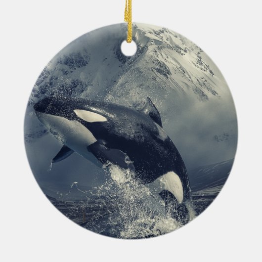 Wild Killer Whale Jumping Keramik Ornament (Hinten)
