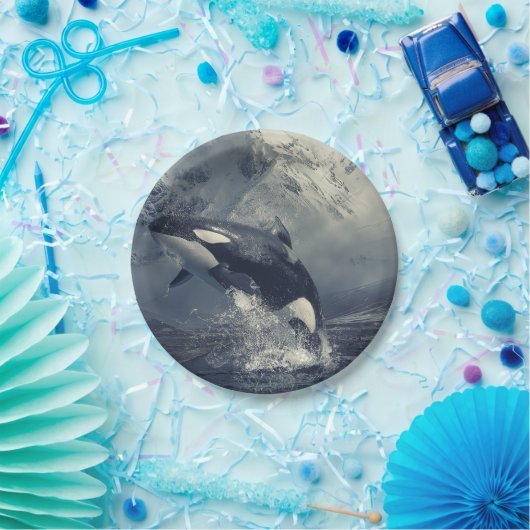 Wild Killer Whale Jumping Pappteller (Party)