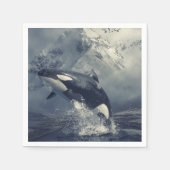 Wild Killer Whale Jumping Serviette (Vorderseite)