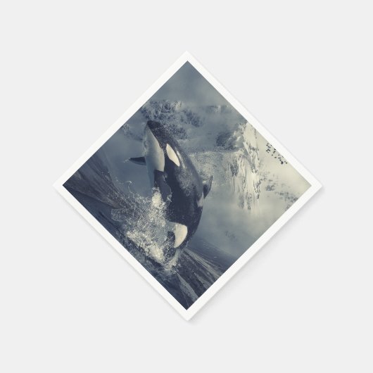 Wild Killer Whale Jumping Serviette (Ecke)