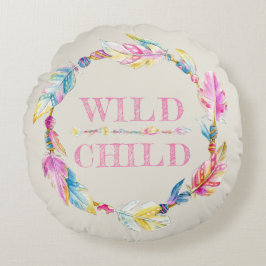 Wild kinderfarbenes Federkunstkissen Rundes Kissen