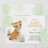 Wild & kostenlos - Jungle Tiger Baby Dusche Einladung (Vorne/Hinten)