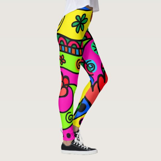 Wild, kühl, hell, Abstraktes psychedelisches Desig Leggings (Rechts)
