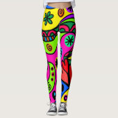 Wild, kühl, hell, Abstraktes psychedelisches Desig Leggings (Vorderseite)