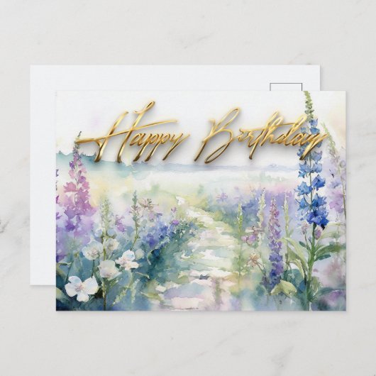 Wild Lavender Blume zum Geburtstag Postkarte (Vorne/Hinten)