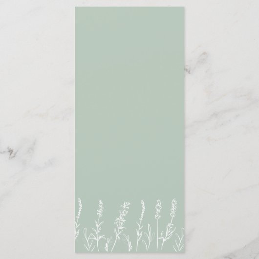 Wild Lavender Wedding Flat Menu Menükarte (Rückseite)