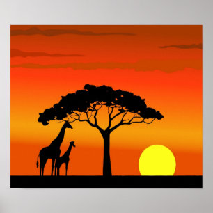 Wild lebende Tiere Afrika Poster