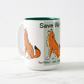 wild lebende Tiere - Gerettet Rotkäppchen - Erhalt Zweifarbige Tasse (Vorderseite Links)