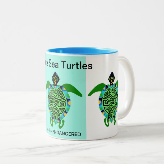 wild lebende Tiere I Liebe See TURTLES - Erhaltung Zweifarbige Tasse (VorderseiteRechts)