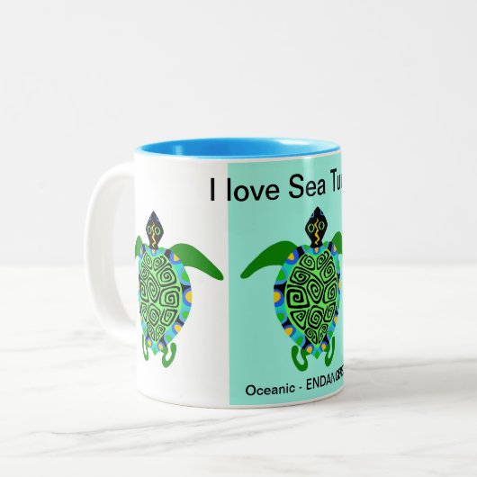 wild lebende Tiere I Liebe See TURTLES - Erhaltung Zweifarbige Tasse (Vorderseite Links)