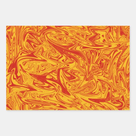 Wild lebhaftes Gelb- und Orangenumhüllungspapier Geschenkpapier Set (Vorderseite 3)