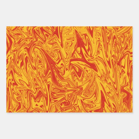 Wild lebhaftes Gelb- und Orangenumhüllungspapier Geschenkpapier Set (Vorderseite 2)