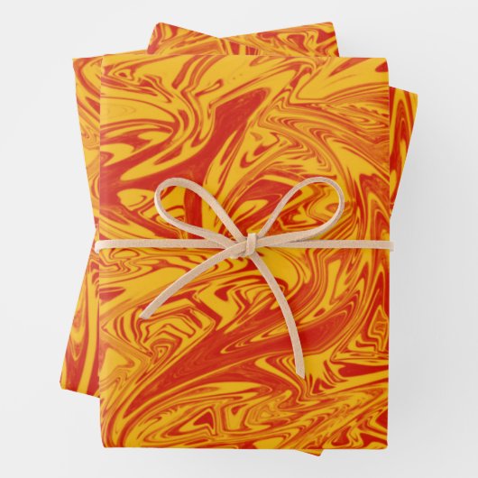 Wild lebhaftes Gelb- und Orangenumhüllungspapier Geschenkpapier Set (Beispiel)