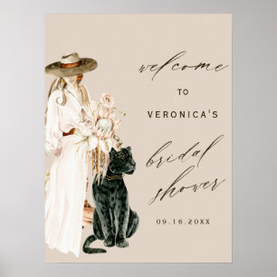 Wild Leopard Boho Lady Bridal Shower Welcome Sign  Poster