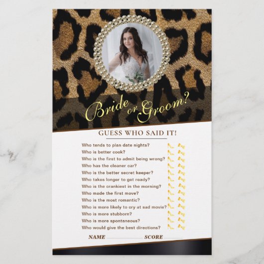 Wild Leopard Brautparty Game (Vorderseite)