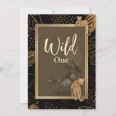 Wild leopard goldene Dusche schwarze Einladungen E (Vorderseite)