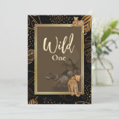Wild leopard goldene Dusche schwarze Einladungen E (Stehend Vorderseite)