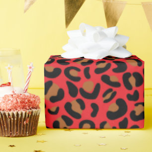 Wild Leopard Muster Verlobung Geschenk Rot nahtlos Geschenkpapier