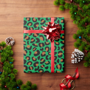 Wild Leopard Muster Weihnachtsgeschenk Grün nahtlo Geschenkpapier
