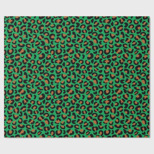 Wild Leopard Muster Weihnachtsgeschenk Grün nahtlo Geschenkpapier (Flach)