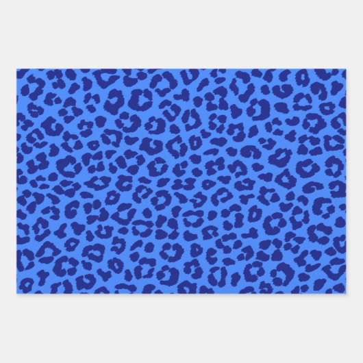 Wild Leopard Pattern-Blue- Geschenkpapier Set (Vorderseite)