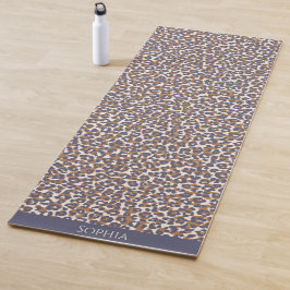 Wild Leopard Print Blue and Brown- Yoga Mat Yogamatte