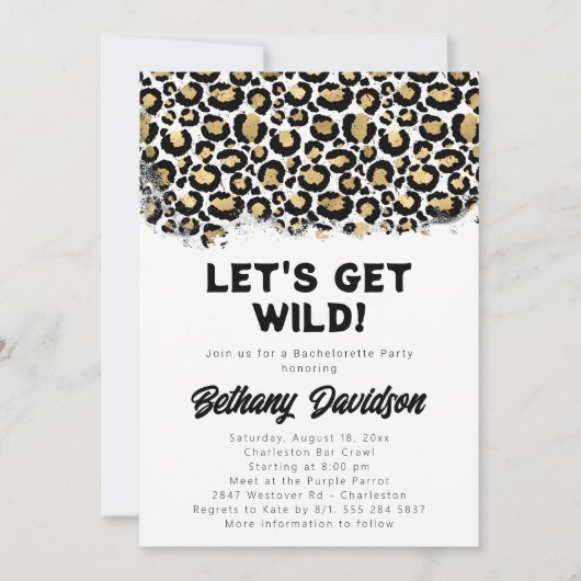 Wild Leopard Print Bridal Dusche Einladung (Vorderseite)