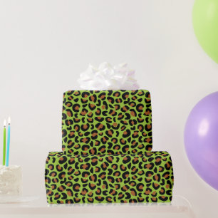 Wild Leopard Print Geburtstag Geschenke Grün nahtl Geschenkpapier