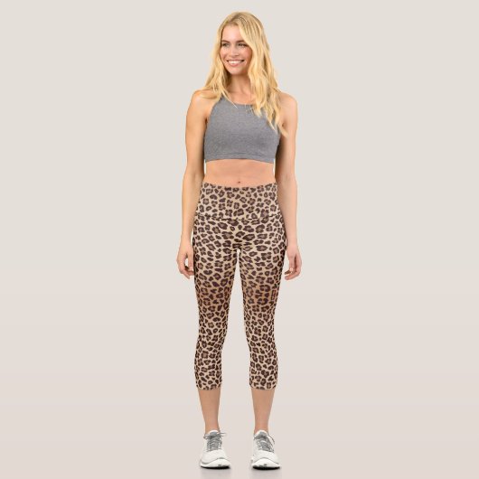 Wild Leopard Print Pattern Leggings – Trendy (Vorderseite)