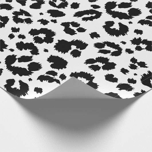 Wild Leopard Print Schwarz-weiß Wrapping Paper Geschenkpapier (Ecke)