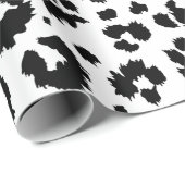 Wild Leopard Print Schwarz-weiß Wrapping Paper Geschenkpapier (Rolleneckpunkt)